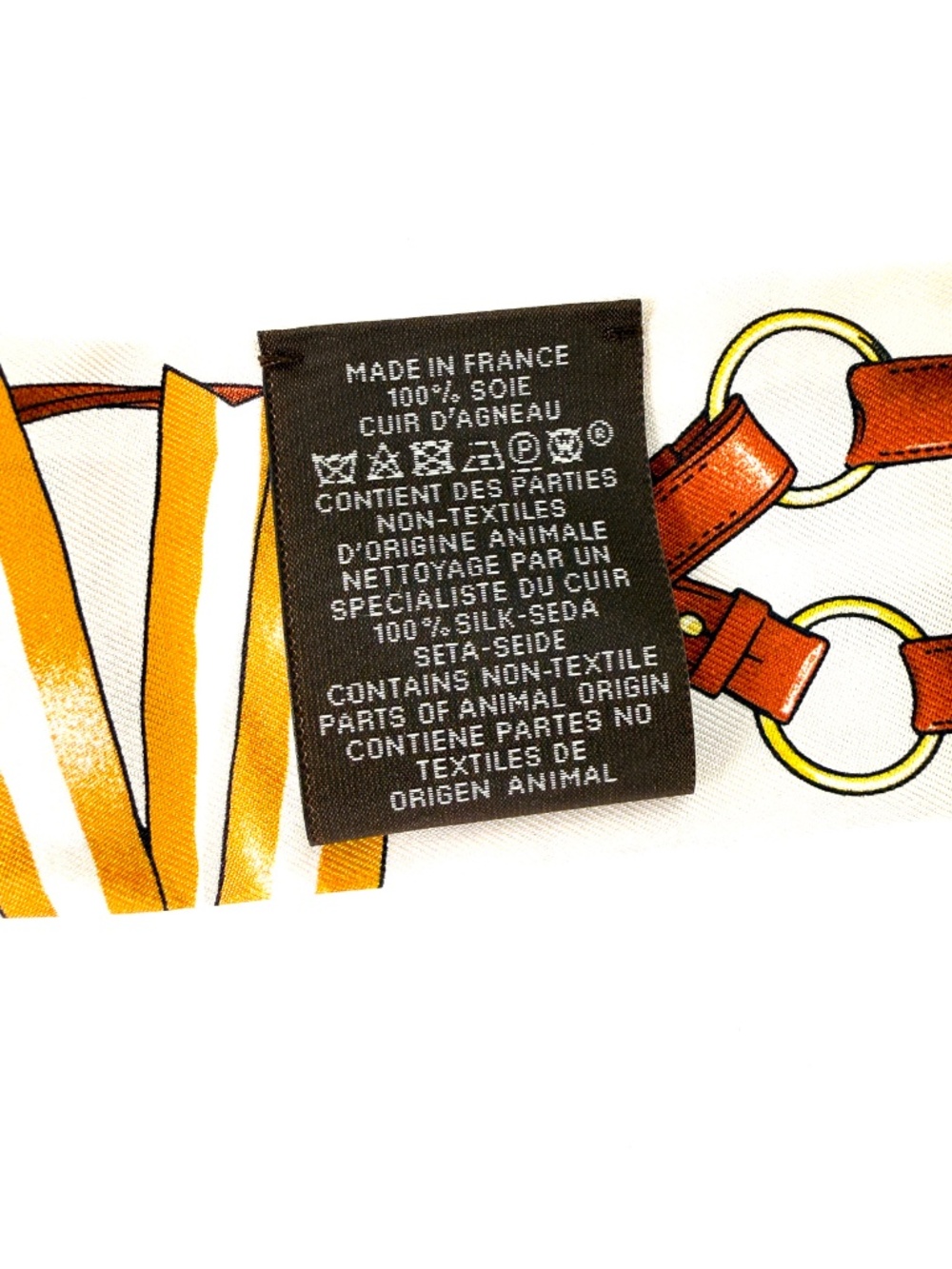 Sold Hermes Jumping Creme Alezan Anthracite Silk Calfskin Leather Fringe Scarf - Picture 12 of 12